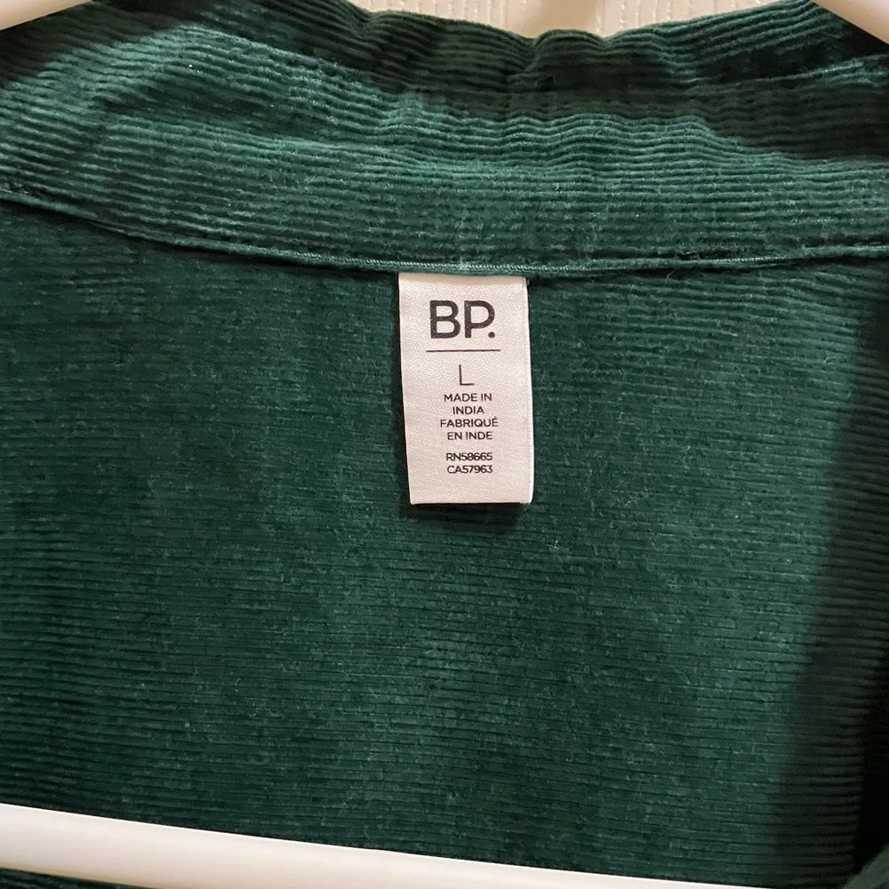 BP Dark Green Cotton Shacket L Button Front Overshirt New Without Tags Layer - Picture 2 of 3